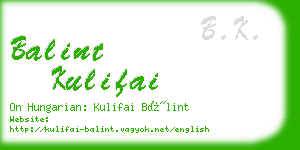 balint kulifai business card